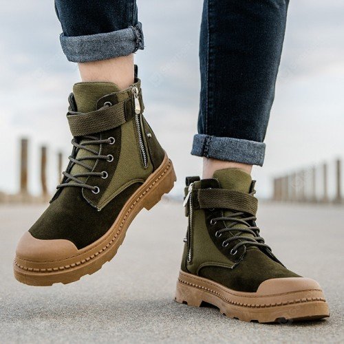 Men Fashion Shoes British Style Round Toe High-top Casual Boots