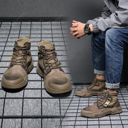 Autumn Men's Casual Lace-up Flat Leather Desert Short Boots