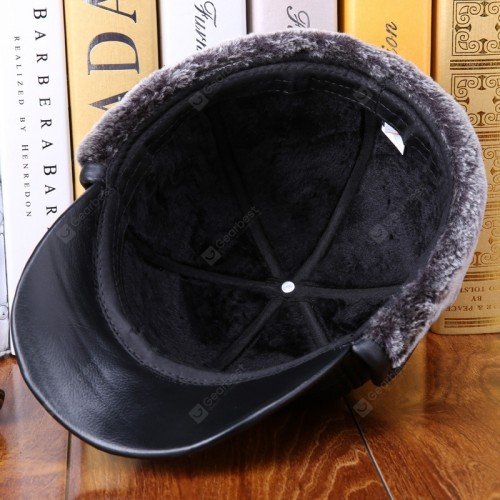 Haining Leather Hat Men's Winter Warm Cowhide Hat Cold Elderly Duck Tongue Ear Skin Hat