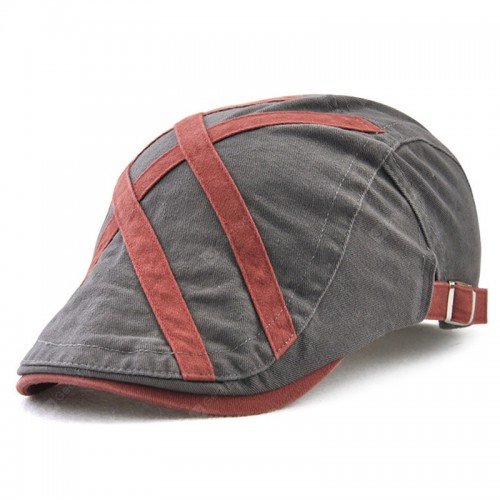 Men's Patch Strip Striped Fashion Beret Adjustable Head Circumference Hat